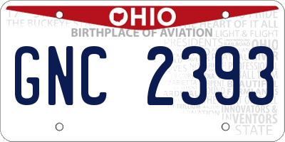 OH license plate GNC2393