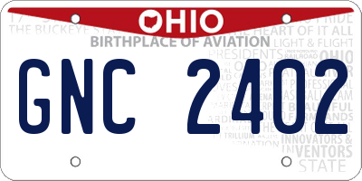 OH license plate GNC2402