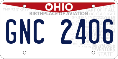 OH license plate GNC2406