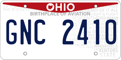 OH license plate GNC2410