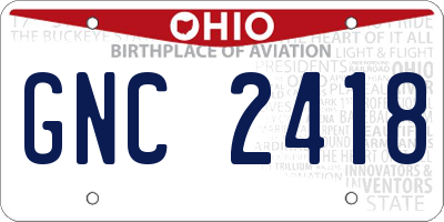 OH license plate GNC2418