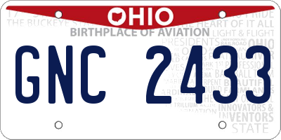 OH license plate GNC2433