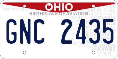 OH license plate GNC2435