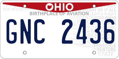 OH license plate GNC2436