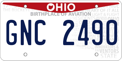 OH license plate GNC2490