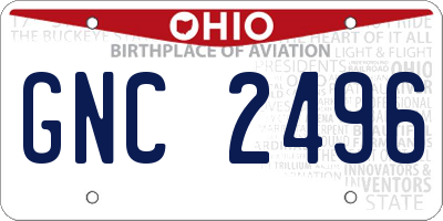 OH license plate GNC2496