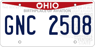 OH license plate GNC2508