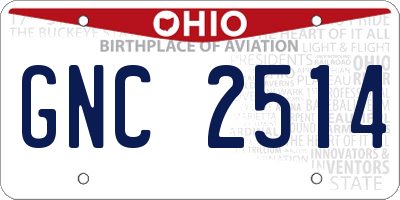OH license plate GNC2514