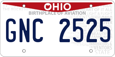 OH license plate GNC2525