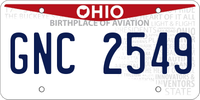 OH license plate GNC2549
