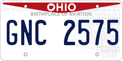 OH license plate GNC2575