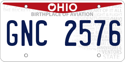 OH license plate GNC2576