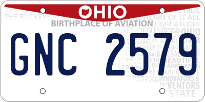 OH license plate GNC2579
