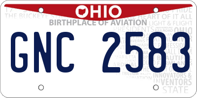 OH license plate GNC2583