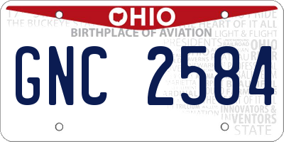OH license plate GNC2584