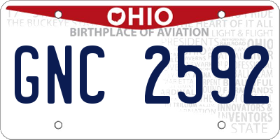OH license plate GNC2592