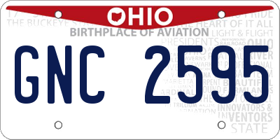 OH license plate GNC2595