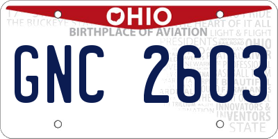 OH license plate GNC2603