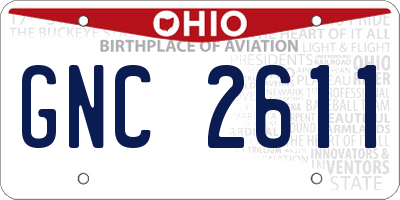 OH license plate GNC2611