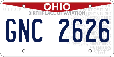 OH license plate GNC2626
