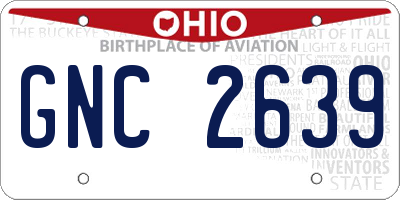 OH license plate GNC2639