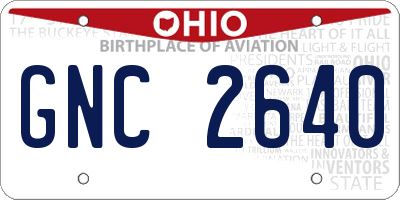 OH license plate GNC2640