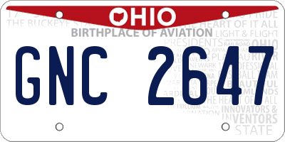 OH license plate GNC2647