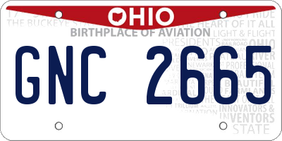 OH license plate GNC2665