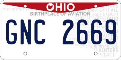 OH license plate GNC2669