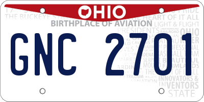OH license plate GNC2701