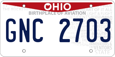 OH license plate GNC2703