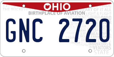 OH license plate GNC2720