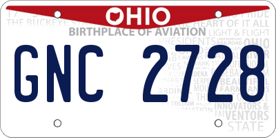 OH license plate GNC2728