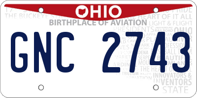 OH license plate GNC2743