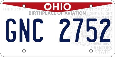 OH license plate GNC2752