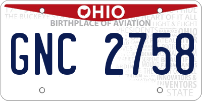 OH license plate GNC2758