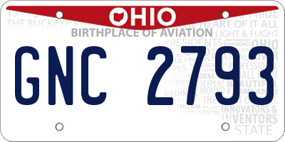 OH license plate GNC2793