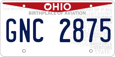 OH license plate GNC2875