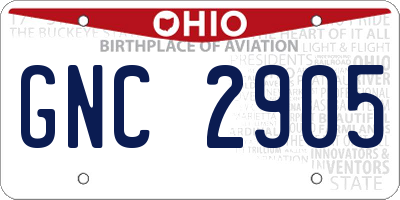 OH license plate GNC2905