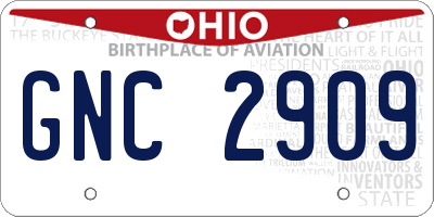 OH license plate GNC2909