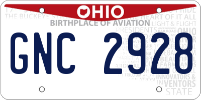 OH license plate GNC2928