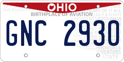 OH license plate GNC2930