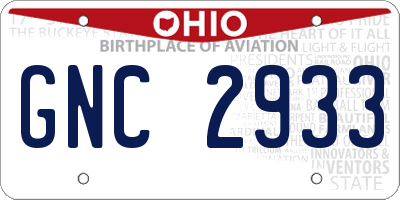 OH license plate GNC2933