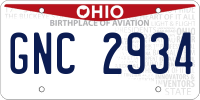 OH license plate GNC2934