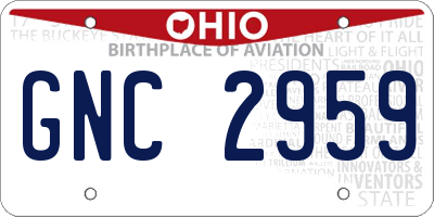 OH license plate GNC2959