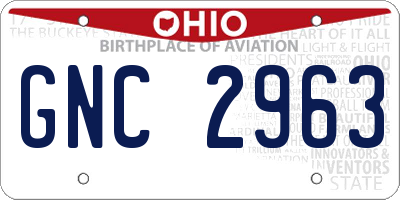 OH license plate GNC2963