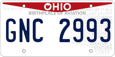 OH license plate GNC2993
