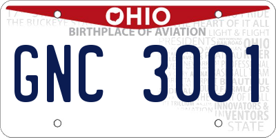 OH license plate GNC3001