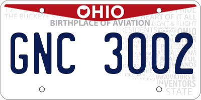 OH license plate GNC3002