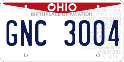 OH license plate GNC3004